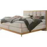 Hasena Villa, Boxspringbett, edle Polsterteile, Sockel und Kopfteil aus heller eiche beige