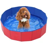 YANGUN Hundepool, 60 * 20cm Faltbar mit rutschfestem Boden & Ablassventil, PVC Planschbecken, Schwimmbecken für Hunde, Geeignet für kleine Hunde