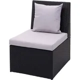 Poly-rattan Sessel Hhg 876, Lounge-rattanstuhl Gartenstuhl, Gastronomie Schwarz, Kissen Hellgrau