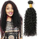 Kinky Curly Bundles Human Hair Menschliches Haar Brasilianisches Echthaar Tressen Locken Virgin Hair Bundles Long Curly Weave Bundles Natürliche Schwarze Farbe 100g 24 Inch