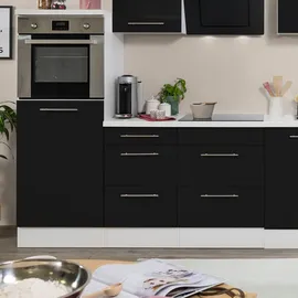 Respekta Küchenzeile Premium 280 cm Schwarz Hochglanz-Weiß