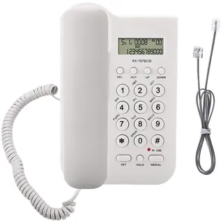 Schnurgebundenes Telefon, Desktop Telefon Festnetztelefon mit Elastischem Kabel Wandtelefon Kabelgebunden Telefon mit Schnur undAnrufe Display, für Zuhause Büro Hotel(Weiß)