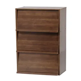 Iris Ohyama Iris Ohyama, Möbel, Bücherregal, Aufbewahrungsregal, 3 Klapptüren, Design, Solide, Modern, Mehrzweck, Büro, Schlafzimmer, Wohnzimmer - CHR-3 Braun