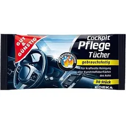 GUT&GÜNSTIG feuchte Reinigungstücher Cockpit 1-lagig weiß, 30 Tücher