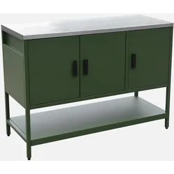 Outdoor-Küche aus grünem  Stahl 3 Türen,1 Regalboden L120 cm - Naxos
