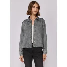 street one studio STREET ONE STUDIO, Damen, Gr. 42, grau random washed, Stoff, 100% Lyocell, unifarben, regular fit normal, V-Ausschnitt, Manschette, Jacken Kurzjacke, mit Knopfleiste