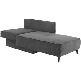 JOB Einzelsofa Cord Grau 155 cm Recamiere mit Schlaffunktion - REX