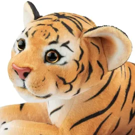 Brubaker Tiger Kuscheltier - 30 cm Stofftier - Baby Plüschtier Raubkatze Liegend - Kinder Plüsch Spielzeug Braun