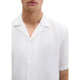 Marc O'Polo Kurzarmhemd "aus reinem Leinen", Herren, Gr. L, Normalgrößen, weiß, Obermaterial: 100% Leinen, unifarben, regular fit normal, normaler Saum, Hemden