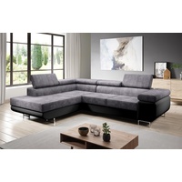 Furnix Ecksofa Zante Eckcouch L-Form Sofa mit Schlaffunktion Eco-Leder-Kuschelstoff, Maße BxHxT: 275x90x202 cm, Bettkasten, verstellbare Kopfstützen grau