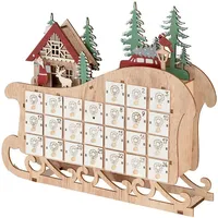 Livarno Home Weihnachts Adventskalender Holz LED Schlitten Kalender