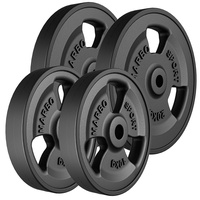 Tri-Grip gummierte Guss Hantelscheiben-Set Gewichte mit ø30/31 mm Bohrung | Set 60 kg / 2 x 20 kg + 2 x 10 kg - Marbo Sport