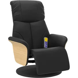 vidaXL Massagesessel mit Fußteil Kunstleder 87 x 104,5 x 87 cm Schwarz drehbar