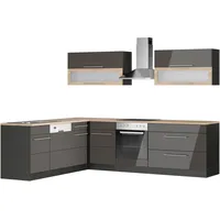 kochstation Winkelküche L-Form 220 x 270 cm grau