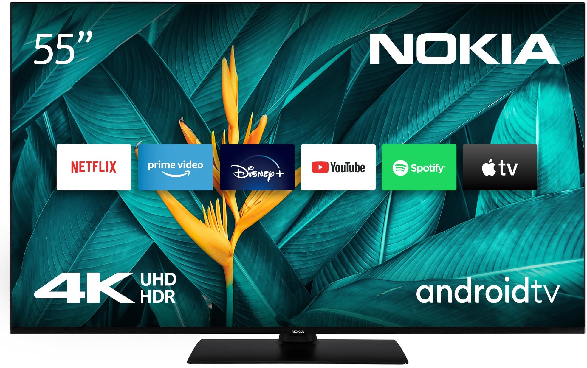 Nokia 55 Zoll (139 cm) 4K UHD Fernseher Smart Android TV (DVB-C/S2/T2, Netflix, Prime Video, Disney+) - UN55GV310I - 2023