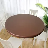 Cozomiz Elastische Tischdecke Gartentischdecke Rundtischdecke wasserdichte rutschfeste Abwischbar Schmutzabweisend Tischdecke Braun 100cm Runde Enge Passform