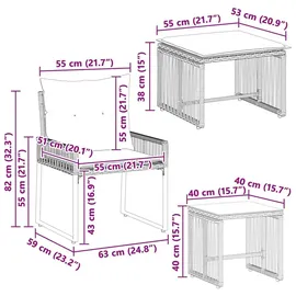 vidaXL Gartenmöbel Set 11-tlg. Schwarz/Türkis