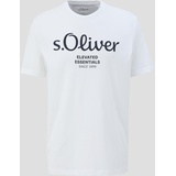 s.Oliver Herren, T-Shirt mit Label-Print, Weiss, M