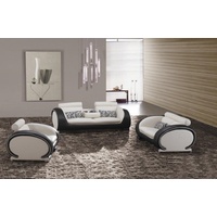 JVmoebel Sofa Sofas 3+2+1 Sitzer Set Design Sofas Polster Couchen Leder Modern Sofa, Made in Europe schwarz|weiß