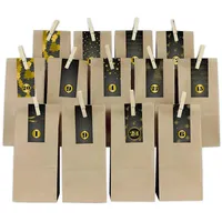Adventskalender Set Muster Gold-Schwarz Streifen mit Papiertüten und Holz. Y067
