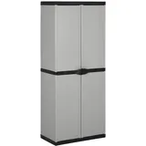 vidaXL Garten Lagerschrank mit 3 Böden Gartenschrank Terrassenschrank Balkonschrank Haushaltsschrank Kunststoffschrank Grau Schwarz 68x40x168cm