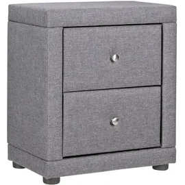 Homestyle4u Nachttisch 2er Set Nachtschrank Grau Stoff
