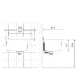 QLS Ausgussbecken 50,5 x 34,5 x 20 cm Grau