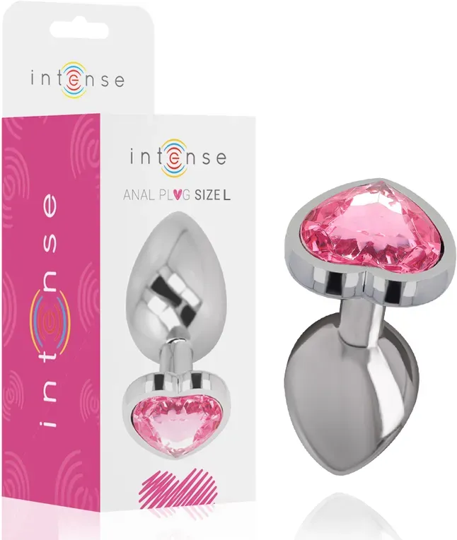 INTENSE - ALUMINIUM-METALL-ANAL-STECKER ROSA HERZ GRÖSSE L