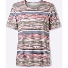Classic Basics Kurzarmshirt CLASSIC BASICS "Kurzarm-Shirt", Damen, Gr. 46, flamingo, ecru, bedruckt, 100% Baumwolle, gemustert, gestreift, mehrfarbig, Rundhals, Shirts