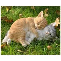 Dazikemo Gartenfigur Dekofigur Zwei schlafende Katzen
