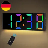 Sukeen Digitale Wanduhr, 12 Zoll Digitaluhr Wanduhr, LED Wanduhr Mit 8 Farbziffe