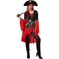dressforfun Piraten-Kostüm Frauenkostüm Piratenkönigin rot|schwarz M - M