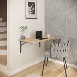 AKKE Klapptisch Wandklapptisch Esstisch - Klappbar Faltbar Platzsparend - Abgerundete Ecken - 60cm x 60cm - Sonoma
