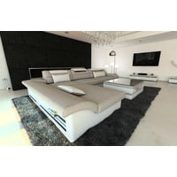 Sofa Dreams Ecksofa Stoffsofa Couch Stoff Polstersofa Monza L Form, mit LED, ausziehbare Bettfunktion, Designersofa grau