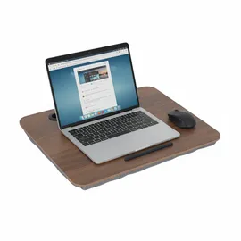 Relaxdays Laptopkissen mit Handyhalter, BxT: 42 x 32 cm, Laptopunterlage für Bett & Sofa, Laptop Knietablett, braun/grau