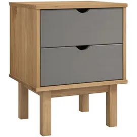 vidaXL Nachtschrank OTTA 45 x 39 x 57 cm Braun/Grau