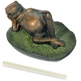 esotec Wasserspeier Figur Frosch liegt auf Seerosenblatt + Schlauch 1,5m 33x17x26cm 100744 braun|grün