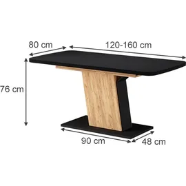 Vicco Fenaro 120 x 77,3 x 80 cm schwarz/goldkraft Eiche