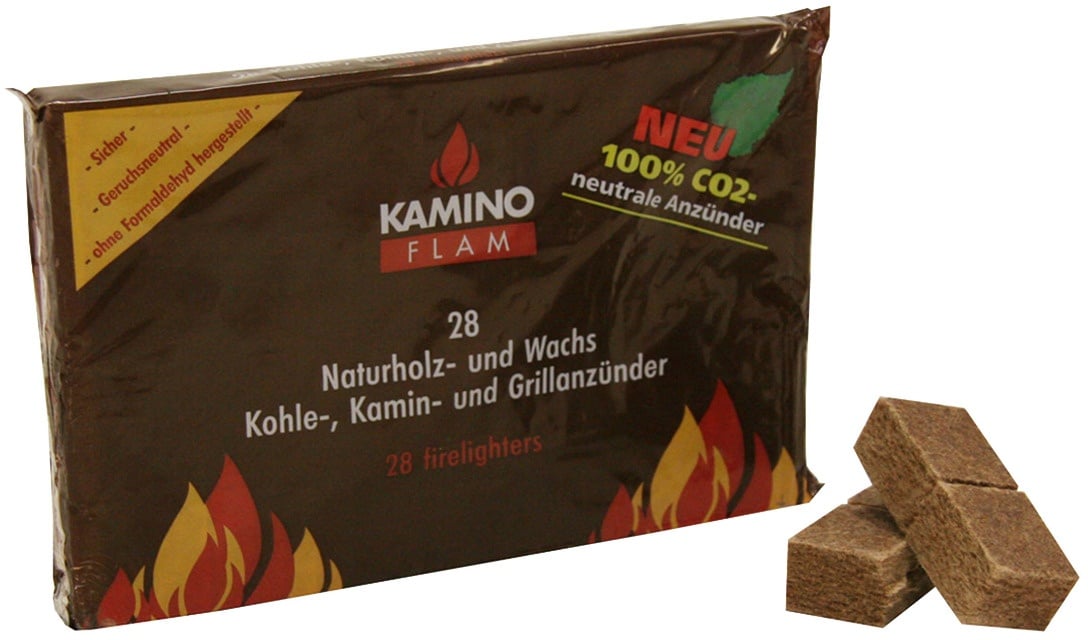 KaminoFlam Naturholz- und Wachs Kohle-, Kamin- Grillanzünder| 28 Stk.