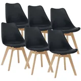 [en.casa] Esszimmerstuhl Fläten 6er Set 81x49 cm Schwarz PU-Kunstleder