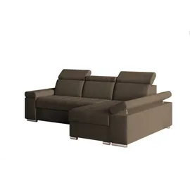 e-meubles Ecksofa mit Schlaffunktion, verstellbaren Kopfstützen - Bettkasten – Modernes Schlafsofa mit Stauraum - Ecksofa Luka Braun (twist 06), Rechts)
