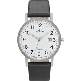 Dugena Herren-Armbanduhr 4460999 Novum, Quarz, Titangehäuse, Lederarmband, 5 bar