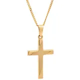 HOPLO Kreuzanhänger Anhänger Kreuz 333-8 Karat Gold mit vergoldeter Silberkette 55 cm, Made in Germany 55 cm Unisex