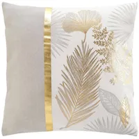 Douceur d'intérieur - Beige Kissenbezug, goldene Blätter, 45 x