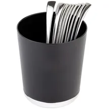 APS 20 Tischreste-/Besteckbehälter "BASE CHROME", Tischmülleimer, Tischabfalleimer, Ø 13 cm, H: 15 cm, mit verchromtem Boden, Kunststoff (SAN), schwarz