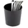 APS 20 Tischreste-/Besteckbehälter "BASE CHROME", Tischmülleimer, Tischabfalleimer, Ø 13 cm, H: 15 cm, mit verchromtem Boden, Kunststoff (SAN), schwarz