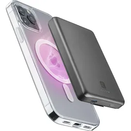 Cellular Line Cellularline MagSafe Wireless Power Bank MAG LITE 10000 mAh Powerbank USB Typ-C kabelloses Laden Grau