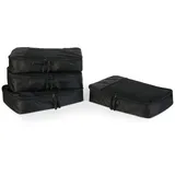 Amazon Essentials 4-teiliges Packwürfel-Reisezubehörset, Gepäckorganizer mit Doppelreißverschluss, Netzoberseite, 100% Polyester, mittelgroß, schwarz (früher Amazon Basics)