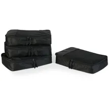 Amazon Essentials 4-teiliges Packwürfel-Reisezubehörset, Gepäckorganizer mit Doppelreißverschluss, Netzoberseite, 100% Polyester, mittelgroß, schwarz (früher Amazon Basics)