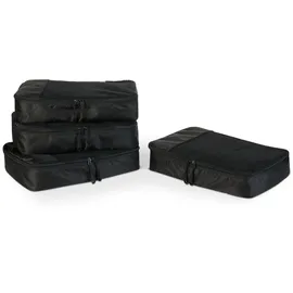 Amazon Essentials 4-teiliges Packwürfel-Reisezubehörset, Gepäckorganizer mit Doppelreißverschluss, Netzoberseite, 100% Polyester, mittelgroß, schwarz (früher Amazon Basics)